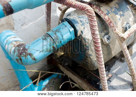Water leak drop on the mechanical industrial valve for the water pipe line