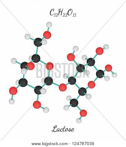 C12H22O11 Lactose 3d molecule isolated on white