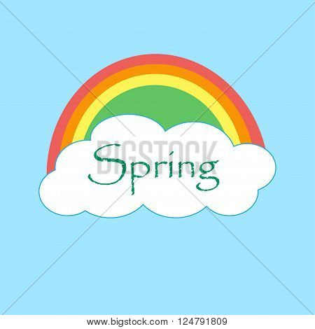 Abstract spring vector background. Spring word isolated on cloud icon shape.