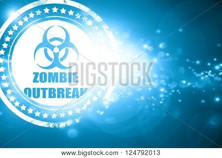 Glittering blue stamp: zombie virus concept background with some soft smooth lines
