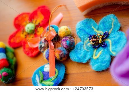 Felting wool wool products flower made of wool