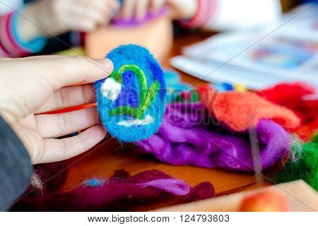 Felting wool wool products flower made of wool