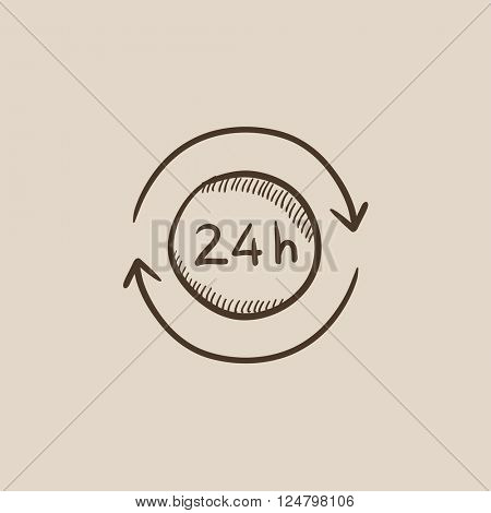 Service 24 hrs sketch icon.