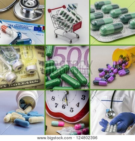 concept of health copay with different views at