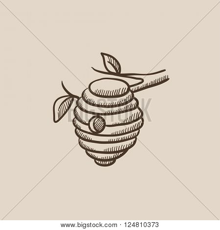 Bee hive sketch icon.
