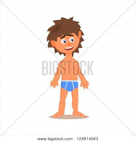 Little Boy In Underwear Flat Isolated Vector Image In Cartoon Style On White Background