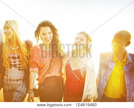 Friendship Bonding Relaxation Summer Beach Happiness Concept
