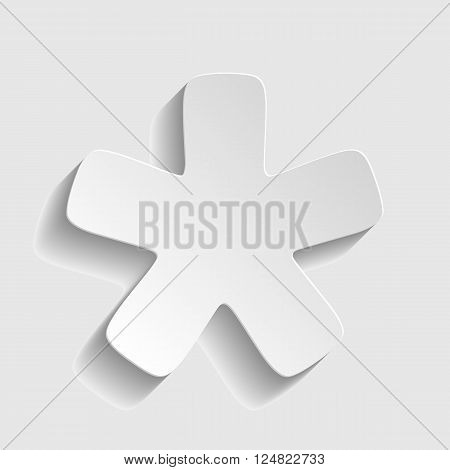 Asterisk star sign. Paper style icon with shadow on gray.