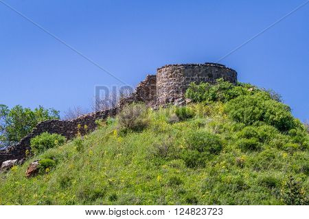 Archaeological site of ancient Jewish city of Gamla on the hill in Israel