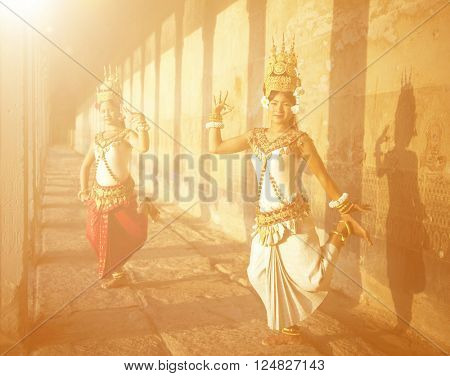 Traditional Aspara Dancers Cambodia Concept