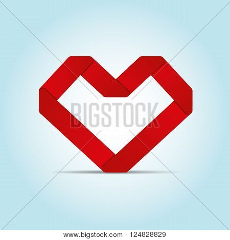 Red Heart symbol on blue background, vector