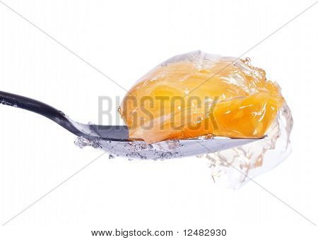 Mandarin i gelé på skeen