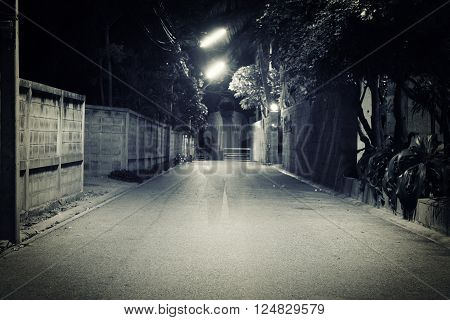 dark street with scary old man ghost