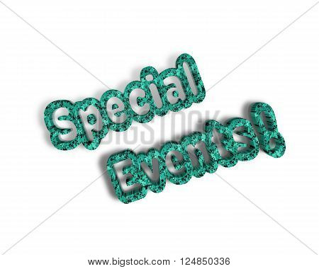 Special Events 3d word with reflection and shadows