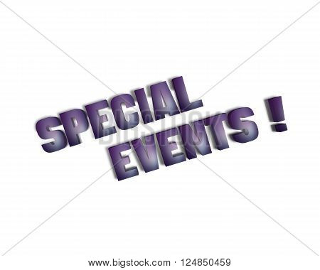 Special Events 3d word with reflection and shadows