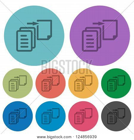 Color move file flat icon set on round background.