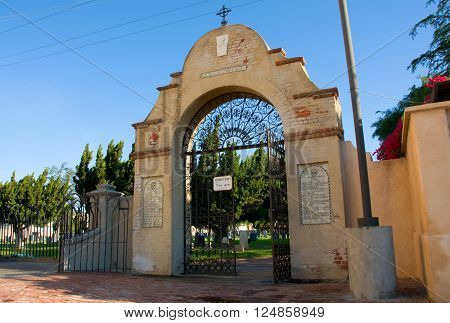 April 3 2016: Photo of Mission San Gabriel Arcangel cemeterywhich is located in San Gabriel Californa USA.