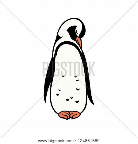 Vector illustration of cute sleeping african penguin isolated on a white background