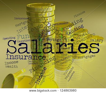Salaries Word Indicates Income Money And Pay