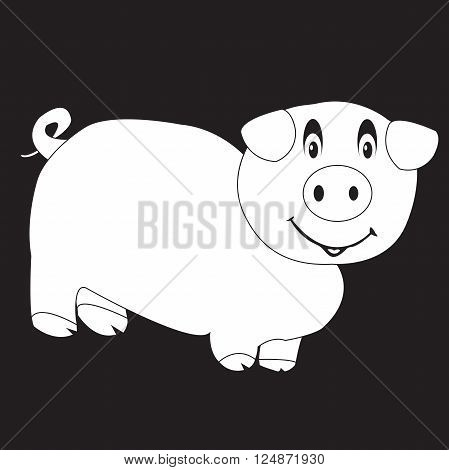stencil funny pig on a black background