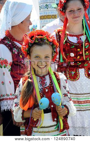Monastyryska - Ternopil -UKRAINE - August 6 2011. In a traditional annual festival of Lemko culture ethnic Ukrainian guppy is happening in Monastyryska.