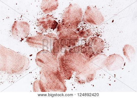 Copper powder on Copper Color Powder on white paper background and fingerprints