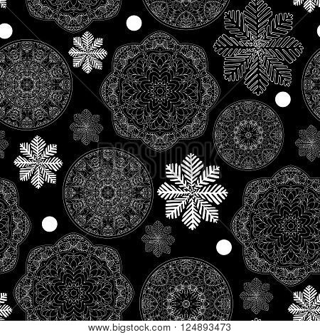 Rustic winter seamless pattern for scrapbook paper design for Merry Christmas. Printable. Vector illustration.