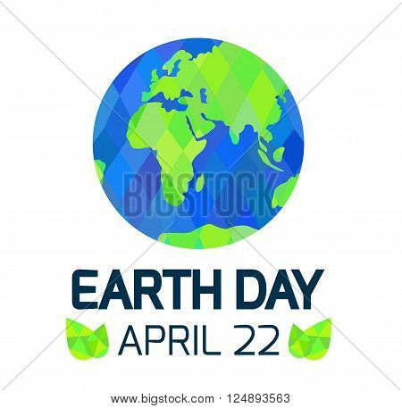 Earth Day card  isolated on white background.  Vector illustration.