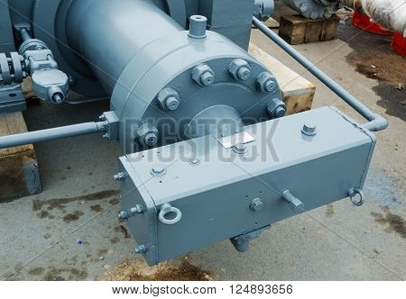 part of  large hydraulic cylinder prepared for installation
