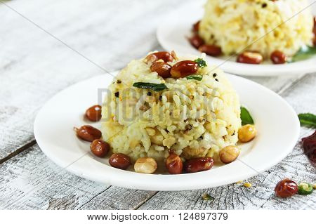 Pongal Lentil rice Indian food made with dal