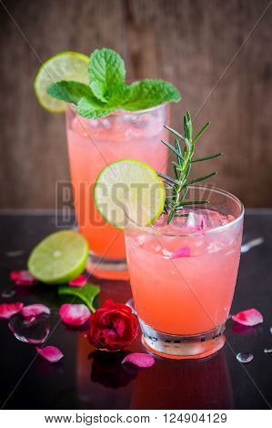 Refreshing Summer Drink With Strawberry In Glasses