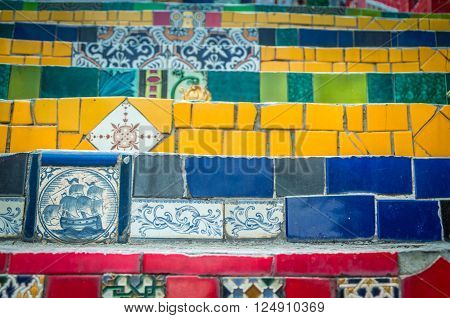 Selaron colorful famous steps in Rio de Janeiro