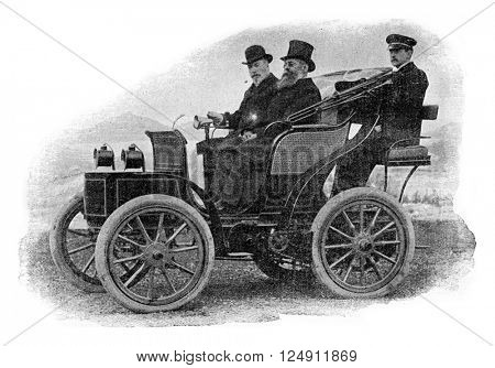 Electric Landaulet, vintage engraved illustration. Industrial encyclopedia E.-O. Lami - 1875.