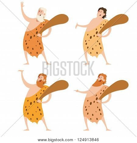Vector image of the Set of cavemen