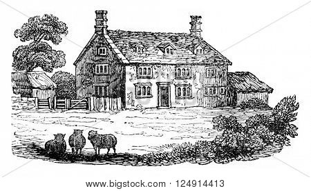 Home and Newton died in 1727, vintage engraved illustration. Colorful History of England, 1837.