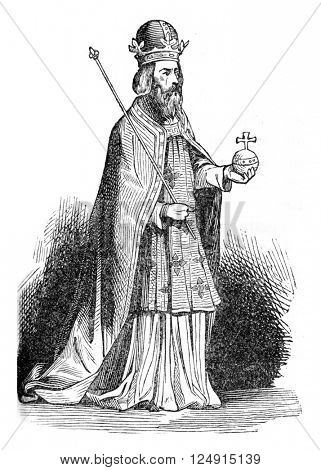 Henry V, Emperor of Germany, vintage engraved illustration. Colorful History of England, 1837.