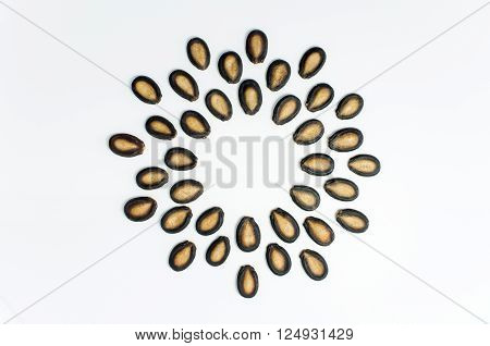 Watermelon Seeds On White Background