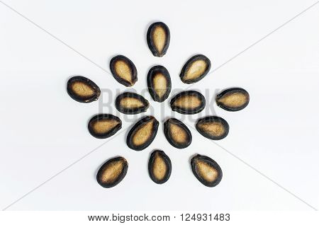Watermelon Seeds On White Background