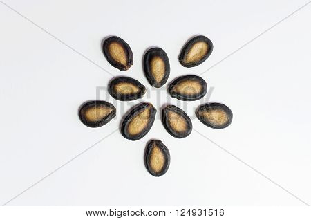 Watermelon Seeds On White Background