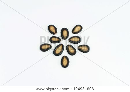 Watermelon Seeds On White Background
