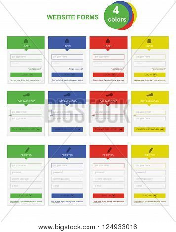 Flat web site forms with text for business organization