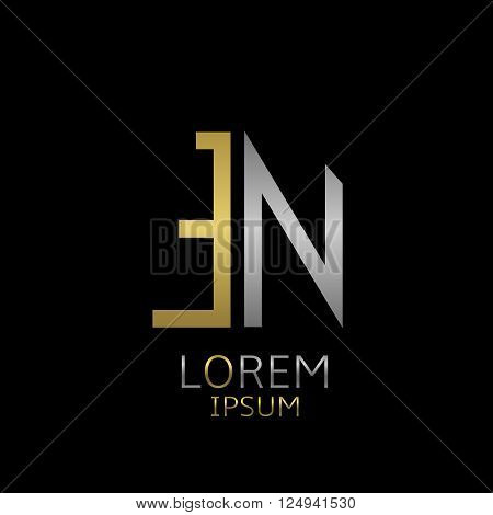Golden E and silver N letters logo template for your business company