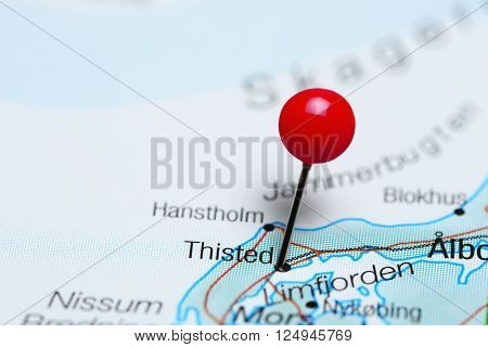 Thisted pinned on a map of Denmark