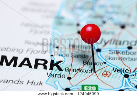 Grindsted pinned on a map of Denmark
