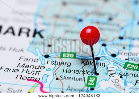 Haderslev pinned on a map of Denmark
** Note: Shallow depth of field