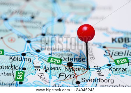 Nyborg pinned on a map of Denmark
** Note: Shallow depth of field