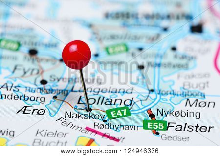 Nakskov pinned on a map of Denmark