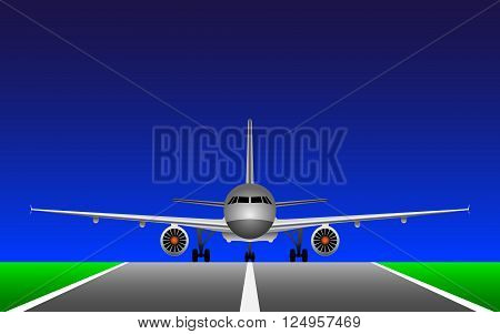 An two engine airplane on the runway