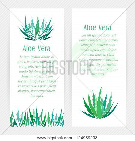 Aloe vera vertical banners set. Stencil style.