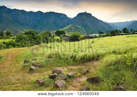 Sunrise in a village somewhere in the Simien mountains, Ethiopia